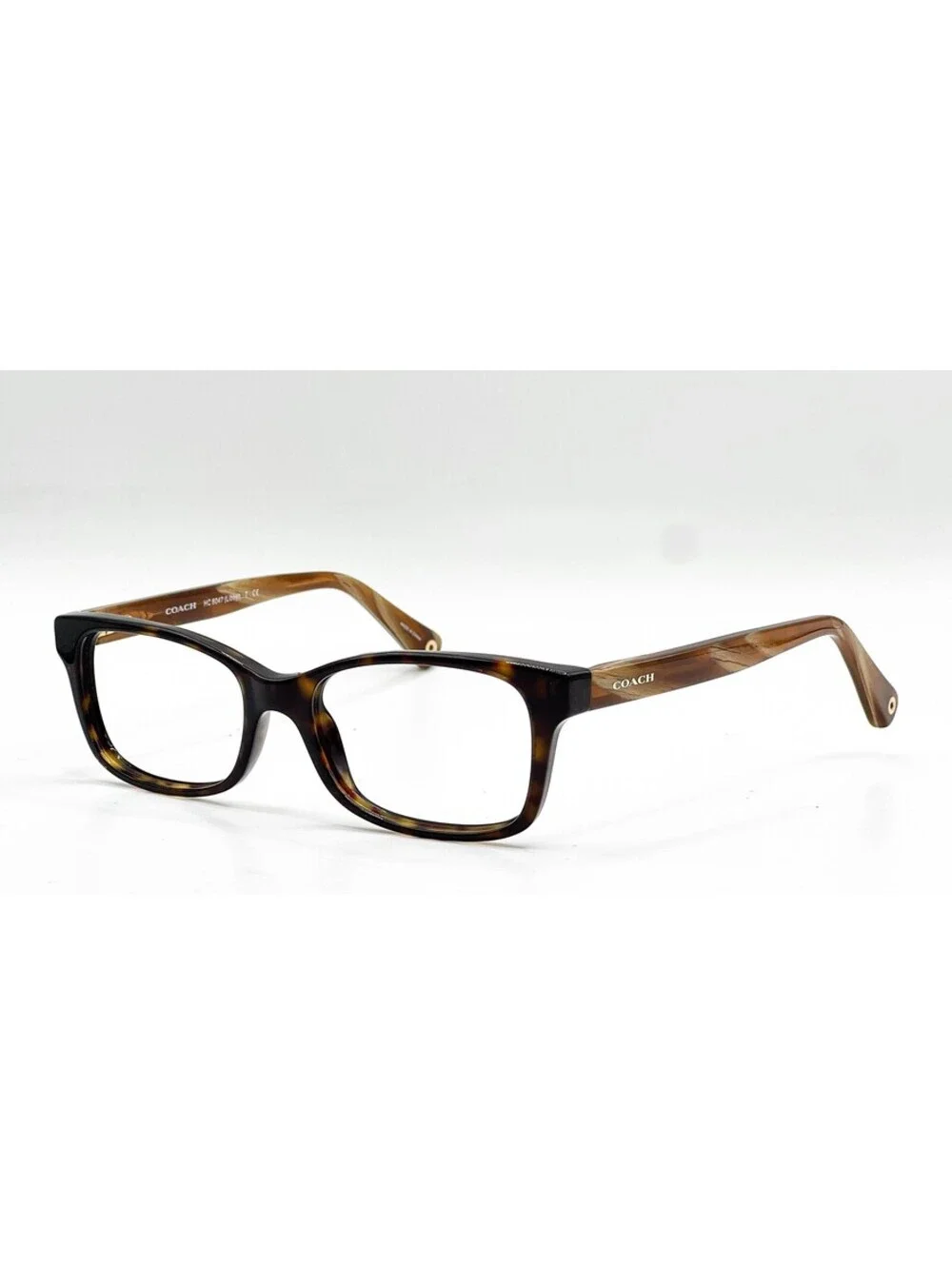 Coach HC 6047 5204 Dark Tortoise Light Brown Horn Eyeglass Frames 49-16-135